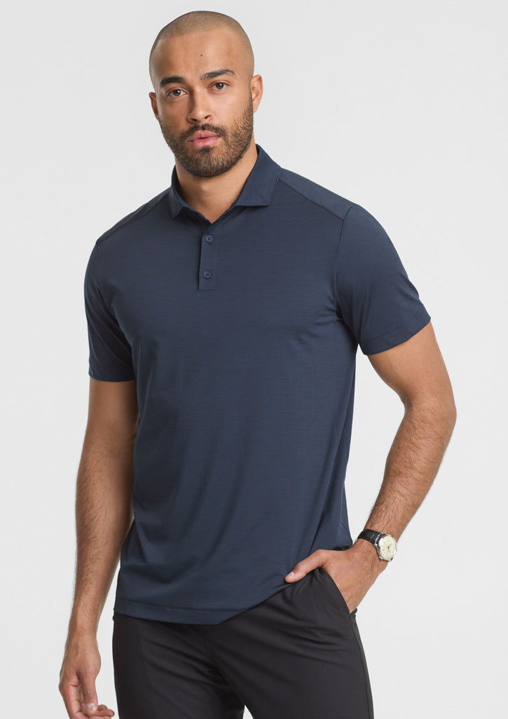 Mens Phoenix Short Sleeve Polo ||SRC=https://cdn.fashionbizapps.nz/honeybee/images/BP2610MS_Talent_Navy_03.jpg