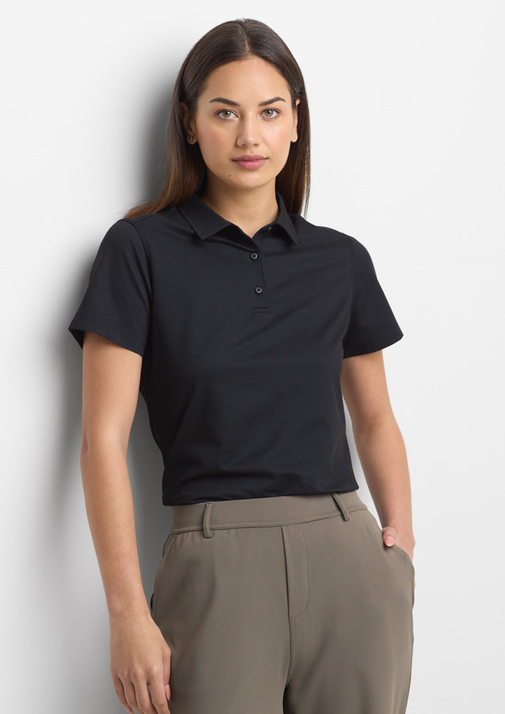 Womens Venture Short Sleeve Polo ||SRC=https://cdn.fashionbizapps.nz/honeybee/images/BP2616LS_Talent_Black_02.jpg