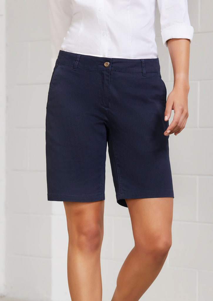 Womens Lawson Chino Short ||SRC=https://cdn.fashionbizapps.nz/honeybee/images/BS021L_Talent_Navy_02.jpg
