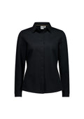 Womens Venture Long Sleeve Shirt - Black ||SRC=https://cdn.fashionbizapps.nz/honeybee/images/BS2619LL_Product_Black_01.jpg