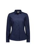 Womens Venture Long Sleeve Shirt - Denim Blue ||SRC=https://cdn.fashionbizapps.nz/honeybee/images/BS2619LL_Product_DenimBlue_01.jpg