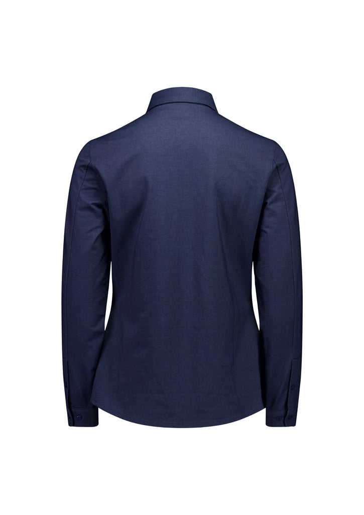 Womens Venture Long Sleeve Shirt - Denim Blue ||SRC=https://cdn.fashionbizapps.nz/honeybee/images/BS2619LL_Product_DenimBlue_02.jpg