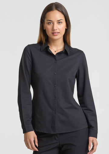 Womens Venture Long Sleeve Shirt ||SRC=https://cdn.fashionbizapps.nz/honeybee/images/BS2619LL_Talent_Black_01.jpg