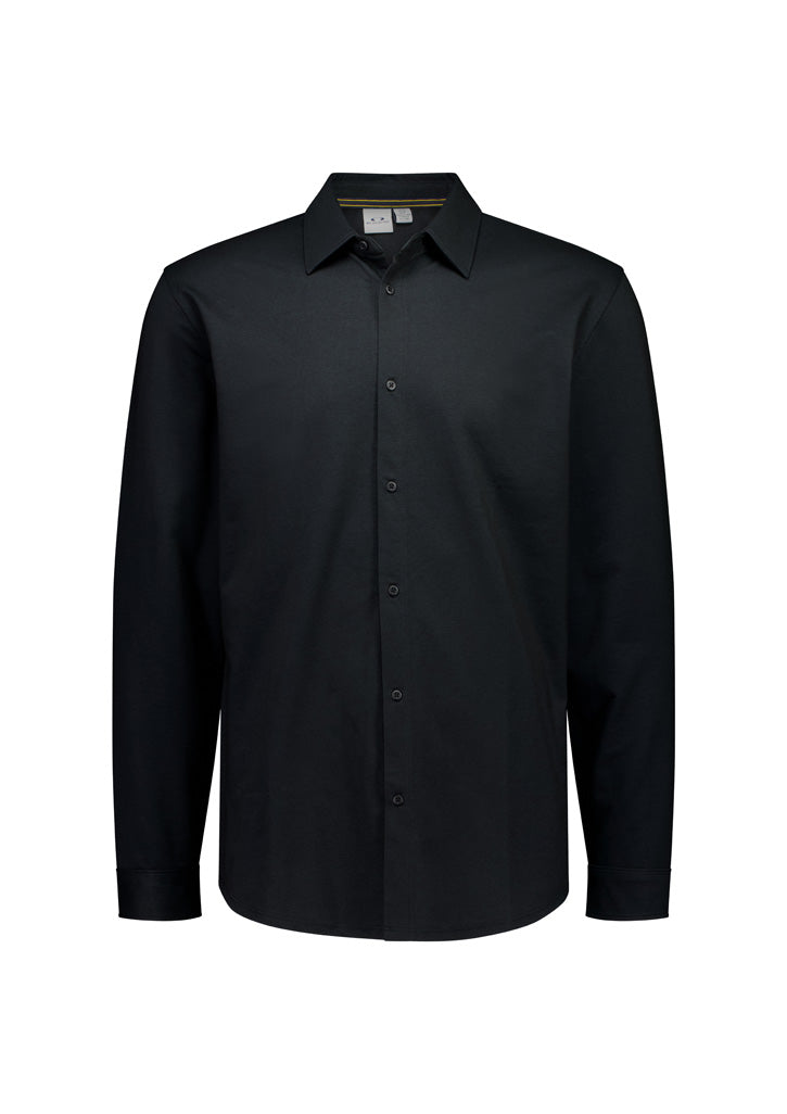 Mens Venture Long Sleeve Shirt - Black ||SRC=https://cdn.fashionbizapps.nz/honeybee/images/BS2619ML_Product_Black_01.jpg