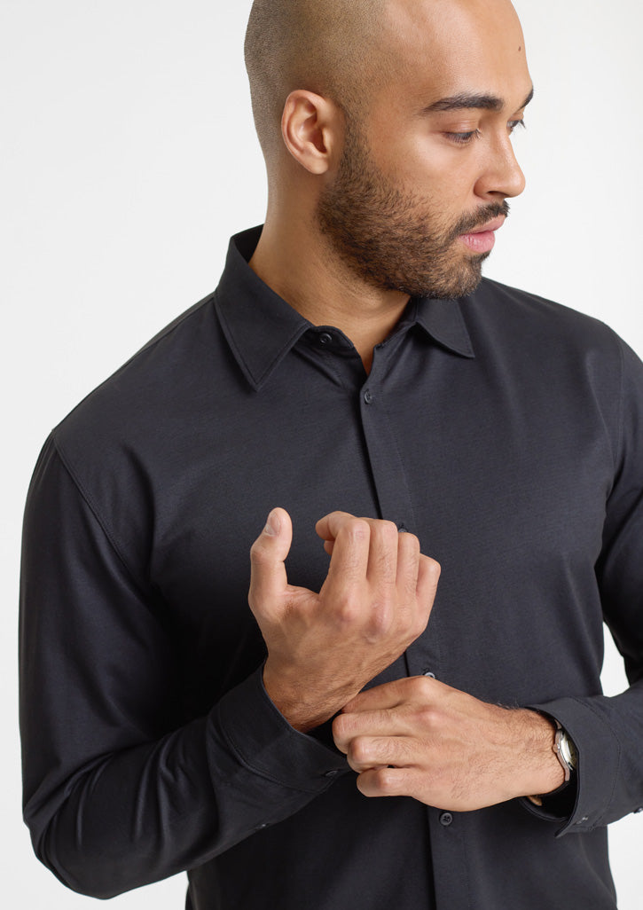 Mens Venture Long Sleeve Shirt ||SRC=https://cdn.fashionbizapps.nz/honeybee/images/BS2619ML_Talent_Black_04.jpg