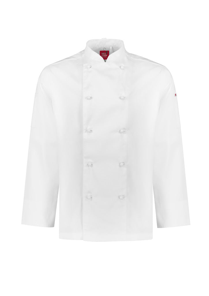 Mens Al Dente Long Sleeve Chef Jacket - White ||SRC=https://cdn.fashionbizapps.nz/honeybee/images/CH230ML_bProduct_White_01_5NdUasC.jpg