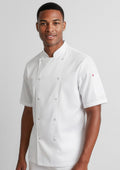 Mens Zest Short Sleeve Chef Jacket ||SRC=https://cdn.fashionbizapps.nz/honeybee/images/CH232MS_Talent_White_01_jQjYmsf.jpg