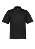 Mens Zest Short Sleeve Chef Jacket - Black ||SRC=https://cdn.fashionbizapps.nz/honeybee/images/CH232MS_bProduct_Black_01_Hm9dh9b.jpg