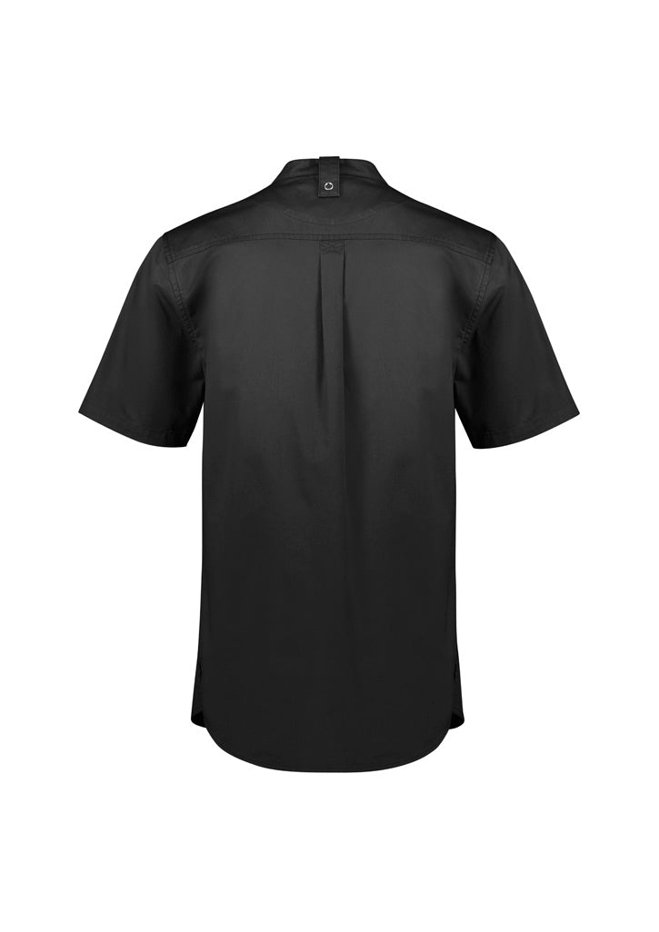 Mens Salsa Short Sleeve Chef Shirt - Black ||SRC=https://cdn.fashionbizapps.nz/honeybee/images/CH329MS_bProduct_Black_02_D23DJI7.jpg