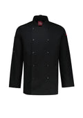 Mens Gusto Long Sleeve Chef Jacket - Black ||SRC=https://cdn.fashionbizapps.nz/honeybee/images/CH430ML_Product_Black_01.jpg