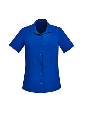 Womens Florence Plain Short Sleeve Shirt - Electric Blue