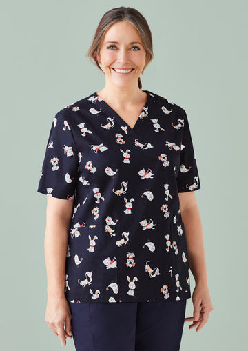 Womens Printed Best Friends Scrub Top
