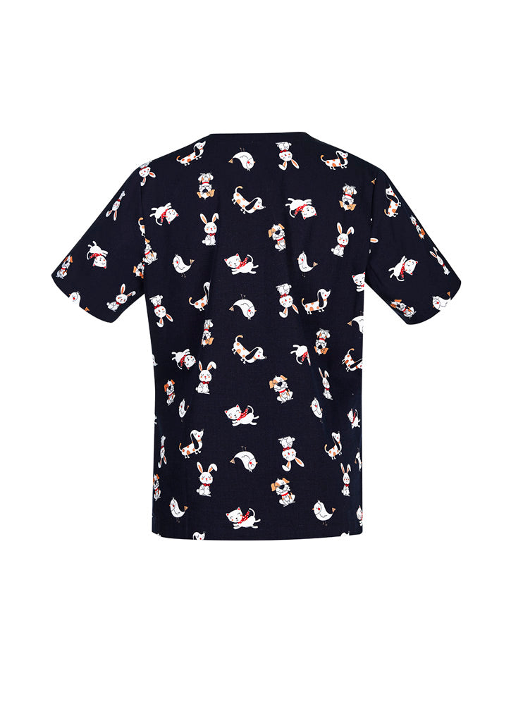 Womens Printed Best Friends Scrub Top - Midnight Navy ||SRC=https://cdn.fashionbizapps.nz/honeybee/images/CST147LS_bProduct_MidnightNavy_02_SV4e0If.jpg