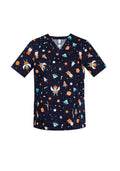 Womens Printed Space Party Scrub Top ||SRC=https://cdn.fashionbizapps.nz/honeybee/images/CST148LS_bProduct_MidnightNavy_01_ZgM3bpA.jpg