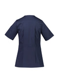 Womens Parks Zip Front Crossover Scrub Top - Midnight Navy ||SRC=https://cdn.fashionbizapps.nz/honeybee/images/CST240LS_bProduct_MidnightNavy_02_N0Jvgoy.jpg