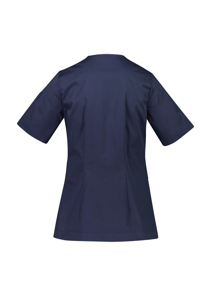 Womens Parks Zip Front Crossover Scrub Top - Midnight Navy ||SRC=https://cdn.fashionbizapps.nz/honeybee/images/CST240LS_bProduct_MidnightNavy_02_N0Jvgoy.jpg