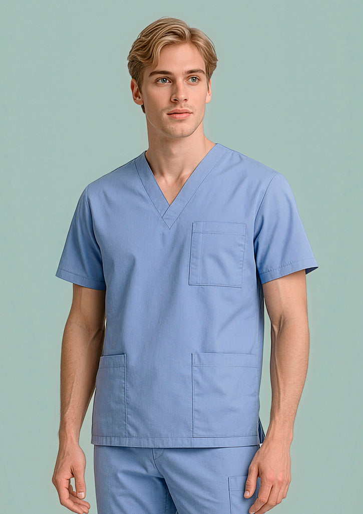 Unisex Classic Scrub Top ||SRC=https://cdn.fashionbizapps.nz/honeybee/images/H10612_Talent_MidBlue_01.jpg