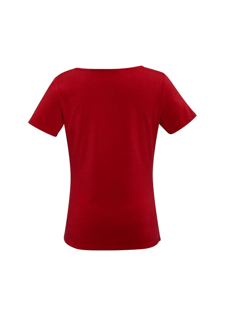Ladies Ava Drape Knit Top - Red ||SRC=https://cdn.fashionbizapps.nz/honeybee/products/management/data/images/product/725x1026/K625LS_Red_Back.jpg