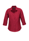 Womens Oasis 3/4 Sleeve Shirt - Cherry ||SRC=https://cdn.fashionbizapps.nz/honeybee/images/LB3600_bProduct_Cherry_01_fzH2ZQb.jpg