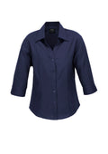 Womens Oasis 3/4 Sleeve Shirt - Navy ||SRC=https://cdn.fashionbizapps.nz/honeybee/images/LB3600_bProduct_Navy_01_7YxNLra.jpg