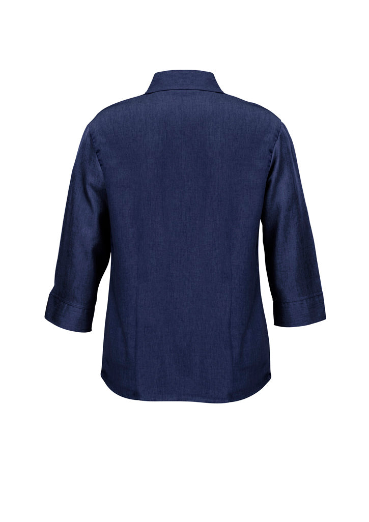 Womens Oasis 3/4 Sleeve Shirt - Navy ||SRC=https://cdn.fashionbizapps.nz/honeybee/images/LB3600_bProduct_Navy_02_t9Ugw8Y.jpg