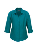 Womens Oasis 3/4 Sleeve Shirt - Teal ||SRC=https://cdn.fashionbizapps.nz/honeybee/images/LB3600_bProduct_Teal_01_k8VWLce.jpg