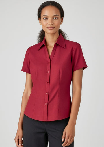 Womens Oasis Short Sleeve Shirt ||SRC=https://cdn.fashionbizapps.nz/honeybee/images/LB3601_Talent_Cherry_01_fOcodwP.jpg