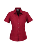 Womens Oasis Short Sleeve Shirt - Cherry ||SRC=https://cdn.fashionbizapps.nz/honeybee/images/LB3601_bProduct_Cherry_01_94kuUNK.jpg