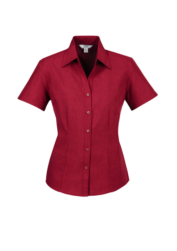 Womens Oasis Short Sleeve Shirt - Cherry ||SRC=https://cdn.fashionbizapps.nz/honeybee/images/LB3601_bProduct_Cherry_01_94kuUNK.jpg