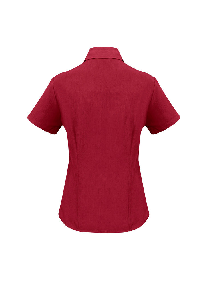 Womens Oasis Short Sleeve Shirt - Cherry ||SRC=https://cdn.fashionbizapps.nz/honeybee/images/LB3601_bProduct_Cherry_02_nz774Lp.jpg