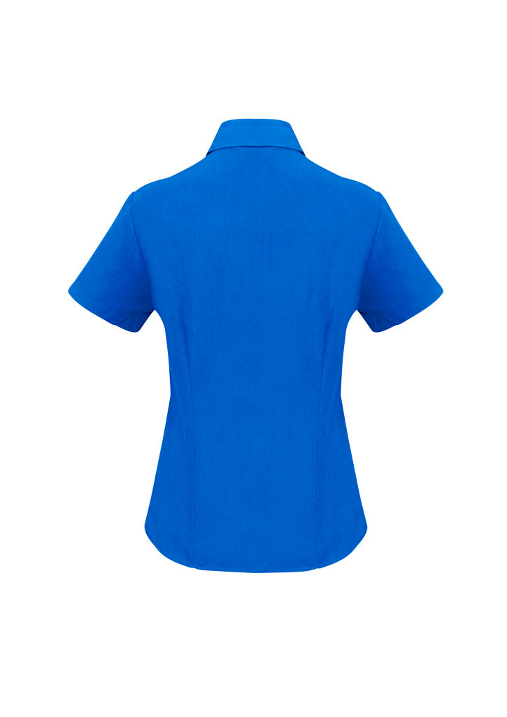 Womens Oasis Short Sleeve Shirt - Electric Blue ||SRC=https://cdn.fashionbizapps.nz/honeybee/images/LB3601_bProduct_ElectricBlue_02_NaeKUew.jpg
