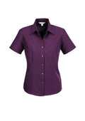 Womens Oasis Short Sleeve Shirt - Grape ||SRC=https://cdn.fashionbizapps.nz/honeybee/images/LB3601_bProduct_Grape_01_zAeIcK4.jpg