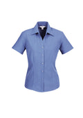 Womens Oasis Short Sleeve Shirt - Mid Blue ||SRC=https://cdn.fashionbizapps.nz/honeybee/images/LB3601_bProduct_MidBlue_01_81m1PcX.jpg