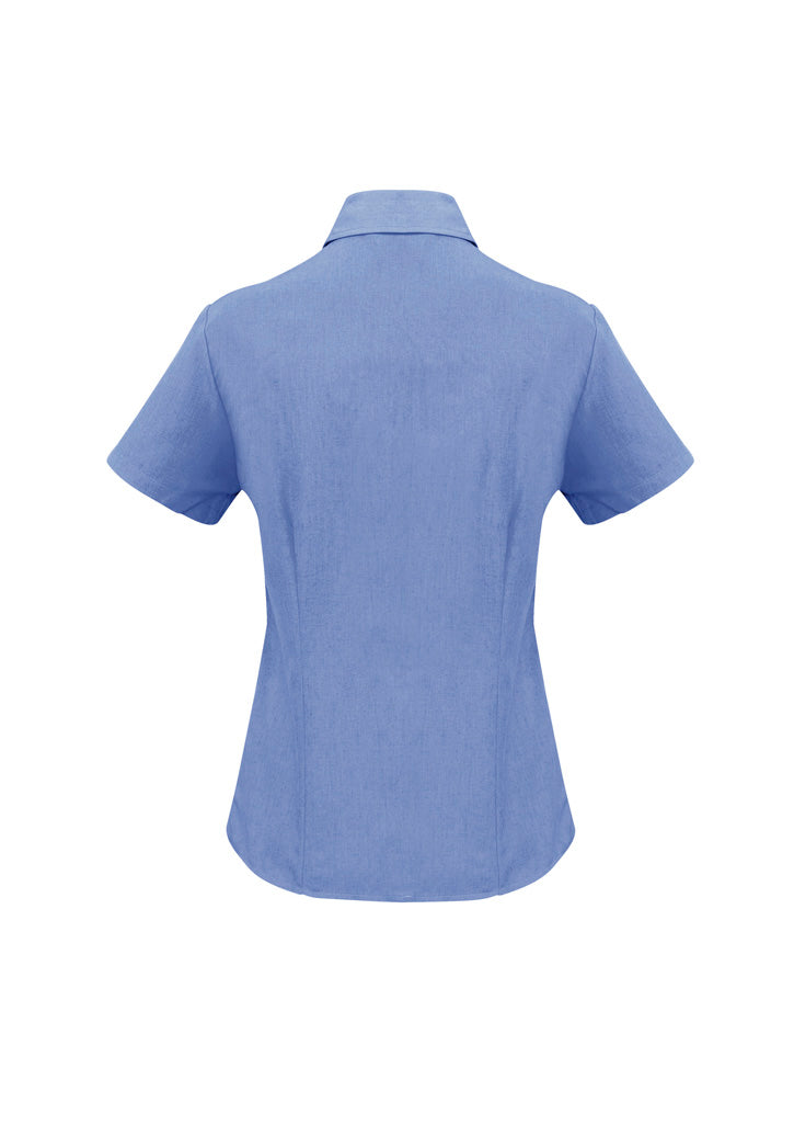 Womens Oasis Short Sleeve Shirt - Mid Blue ||SRC=https://cdn.fashionbizapps.nz/honeybee/images/LB3601_bProduct_MidBlue_02_kBB1HmP.jpg
