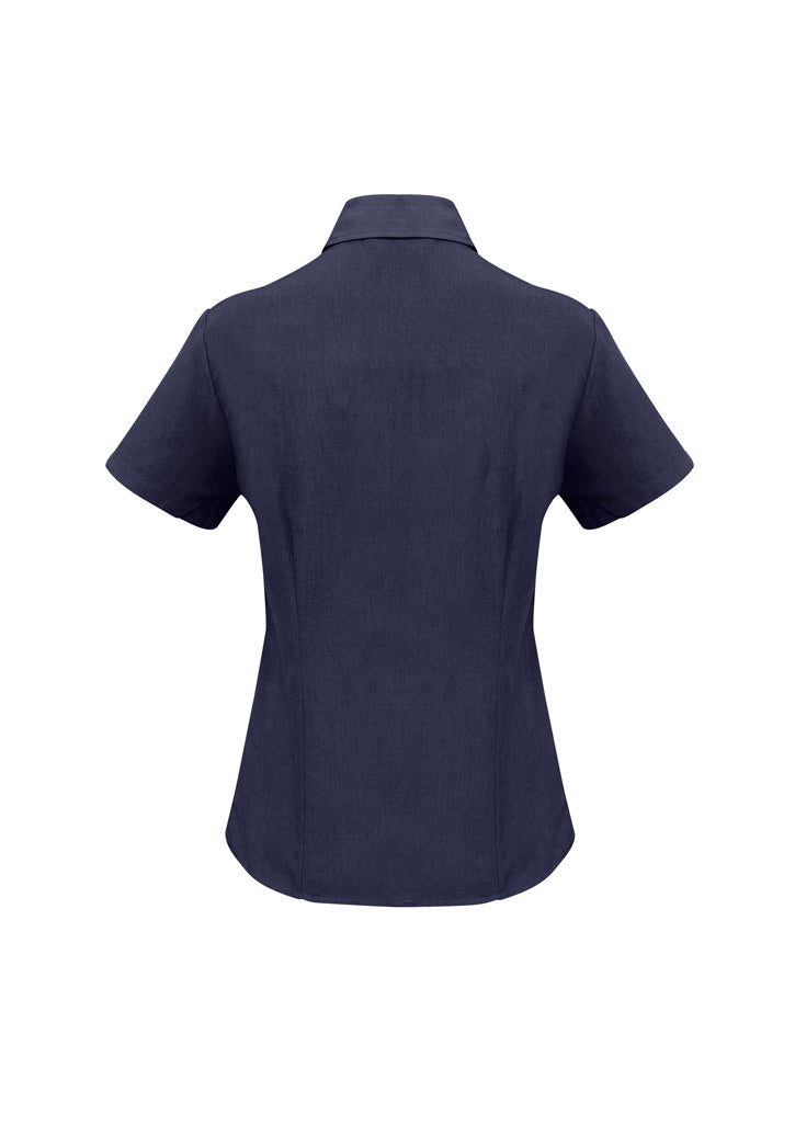 Womens Oasis Short Sleeve Shirt - Navy ||SRC=https://cdn.fashionbizapps.nz/honeybee/images/LB3601_bProduct_Navy_02_FvQZbxX.jpg
