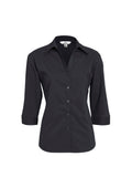 Womens Metro 3/4 Sleeve Shirt - Charcoal ||SRC=https://cdn.fashionbizapps.nz/honeybee/images/LB7300_bProduct_Charcoal_01_YH4Yv0f.jpg