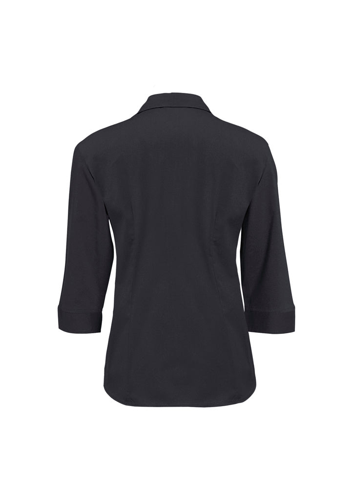 Womens Metro 3/4 Sleeve Shirt - Charcoal ||SRC=https://cdn.fashionbizapps.nz/honeybee/images/LB7300_bProduct_Charcoal_02_TWQM97T.jpg