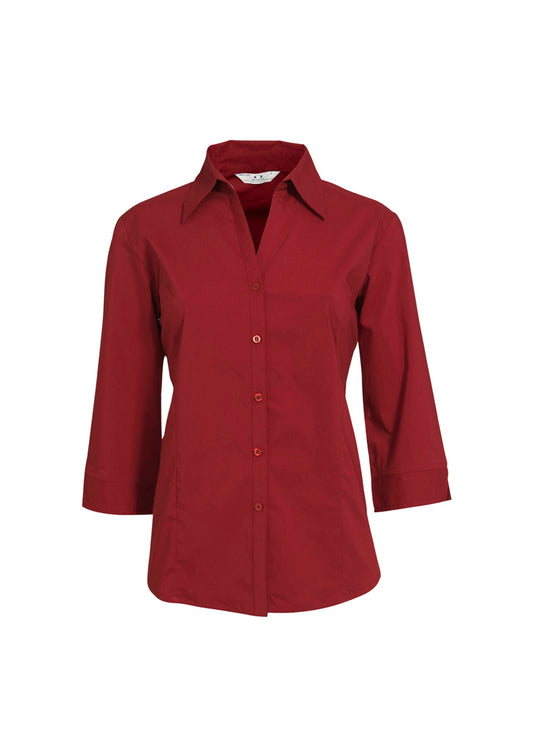 Ladies Metro 3/4 Sleeve Shirt - Cherry ||SRC=https://cdn.fashionbizapps.nz/honeybee/images/LB7300_bProduct_Cherry_01_OQGjHap.jpg