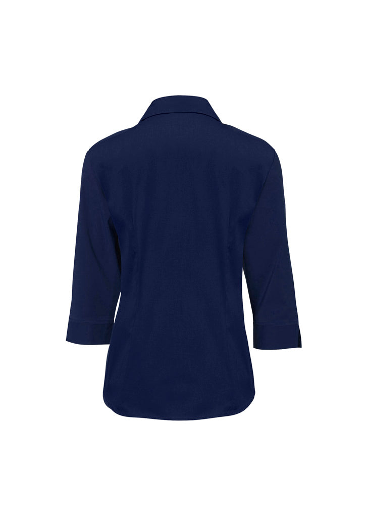 Womens Metro 3/4 Sleeve Shirt - Navy ||SRC=https://cdn.fashionbizapps.nz/honeybee/images/LB7300_bProduct_Navy_02_3Z7uLmu.jpg