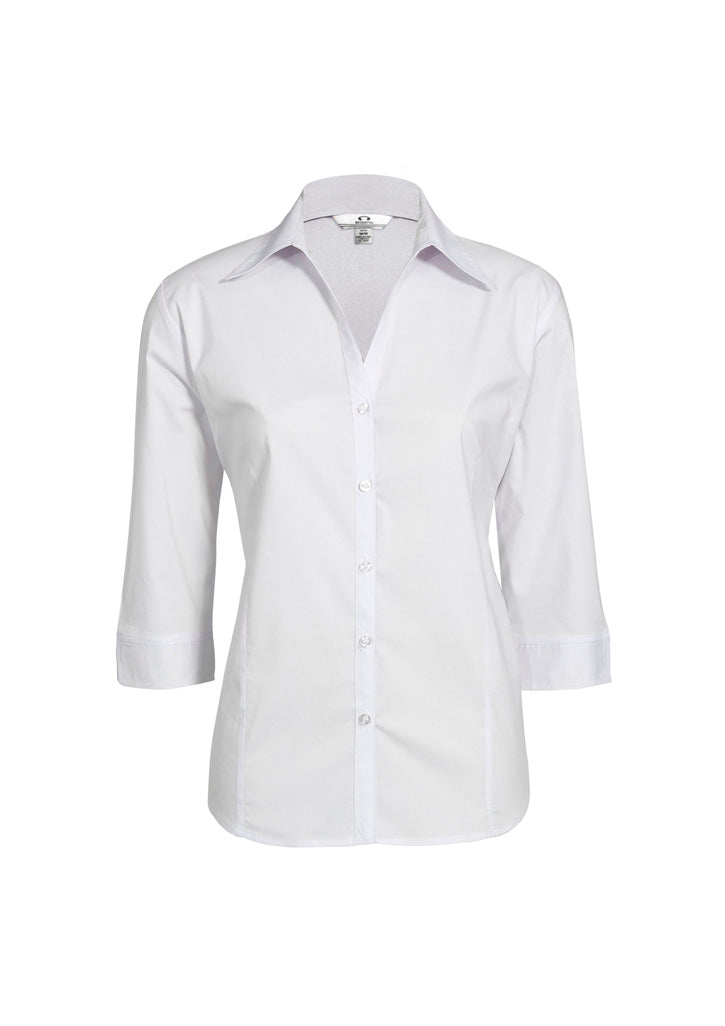 Womens Metro 3/4 Sleeve Shirt - White ||SRC=https://cdn.fashionbizapps.nz/honeybee/images/LB7300_bProduct_White_01_QUcMdBw.jpg