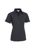 Womens Metro Short Sleeve Shirt - Charcoal ||SRC=https://cdn.fashionbizapps.nz/honeybee/images/LB7301_bProduct_Charcoal_01_pUafPWC.jpg