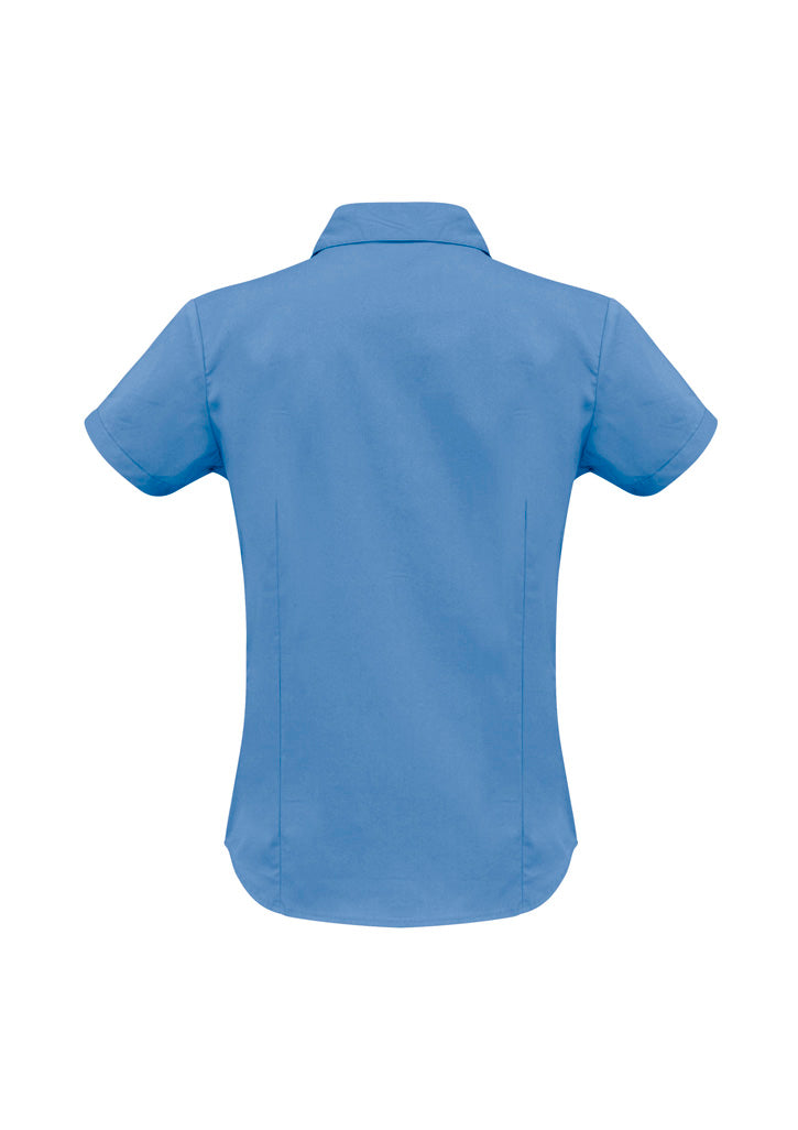 Womens Metro Short Sleeve Shirt - Mid Blue ||SRC=https://cdn.fashionbizapps.nz/honeybee/images/LB7301_bProduct_MidBlue_02_OZ2LBHQ.jpg