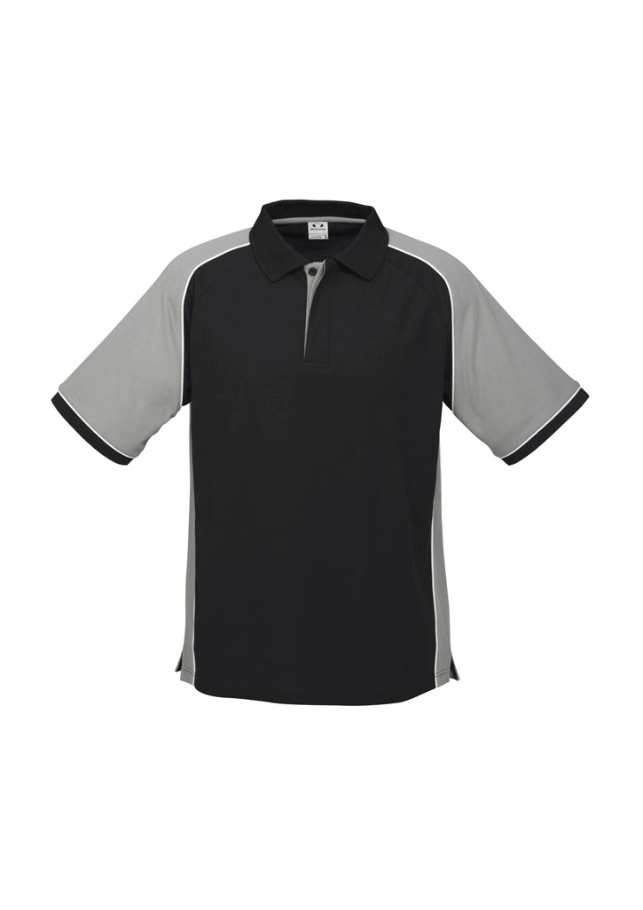 Mens Nitro Short Sleeve Polo - Black/Grey/White ||SRC=https://cdn.fashionbizapps.nz/honeybee/images/P10112_bProduct_Black_Grey_White_01_5bvf854.jpg