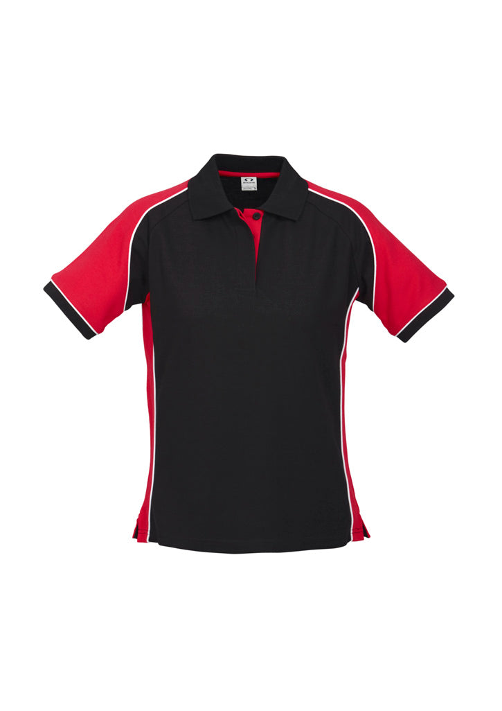 Womens Nitro Short Sleeve Polo - Black/Red/White ||SRC=https://cdn.fashionbizapps.nz/honeybee/images/P10122_bProduct_Black_Red_White_01_FTnwUiZ.jpg