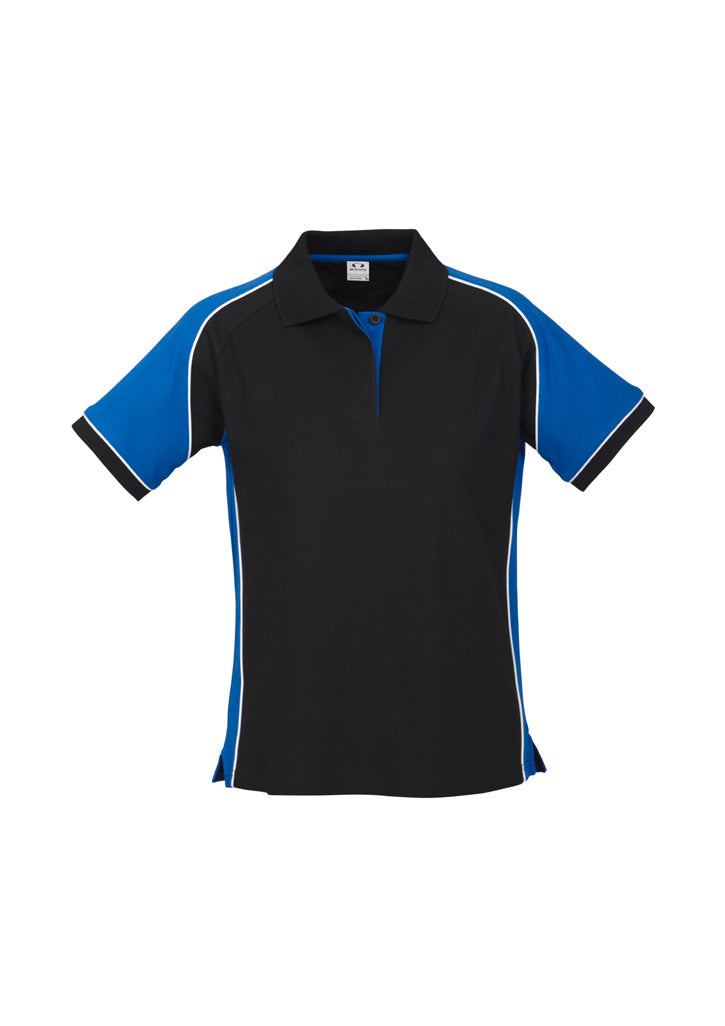 Womens Nitro Short Sleeve Polo - Black/Royal/White ||SRC=https://cdn.fashionbizapps.nz/honeybee/images/P10122_bProduct_Black_Royal_White_01_zMFsqaM.jpg