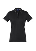Womens Aston Short Sleeve Polo - Black/Silver Grey ||SRC=https://cdn.fashionbizapps.nz/honeybee/images/P106LS_bProduct_Black_SilverGrey_01_R2NUn9Q.jpg