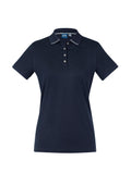 Womens Aston Short Sleeve Polo - Navy/Silver Grey ||SRC=https://cdn.fashionbizapps.nz/honeybee/images/P106LS_bProduct_Navy_SilverGrey_01_RNKPJMx.jpg