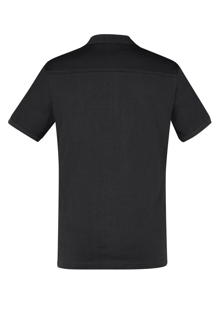 Mens Aston Short Sleeve Polo - Black/Silver Grey ||SRC=https://cdn.fashionbizapps.nz/honeybee/images/P106MS_bProduct_Black_SilverGrey_02_OLPSrNk.jpg