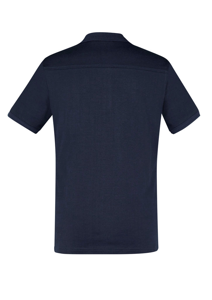 Mens Aston Short Sleeve Polo - Navy/Silver Grey ||SRC=https://cdn.fashionbizapps.nz/honeybee/images/P106MS_bProduct_Navy_SilverGrey_02_pvjmzzh.jpg