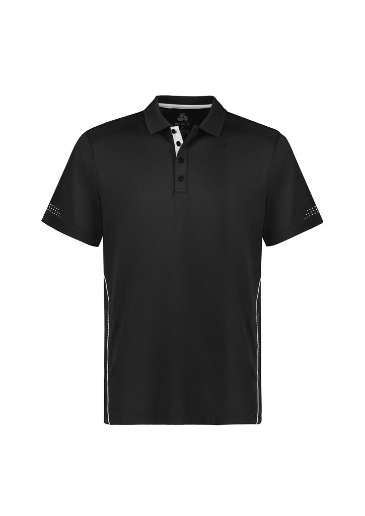 Mens Balance Short Sleeve Polo - Black/White ||SRC=https://cdn.fashionbizapps.nz/honeybee/images/P200MS_bProduct_Black_White_01_I6jARkH.jpg
